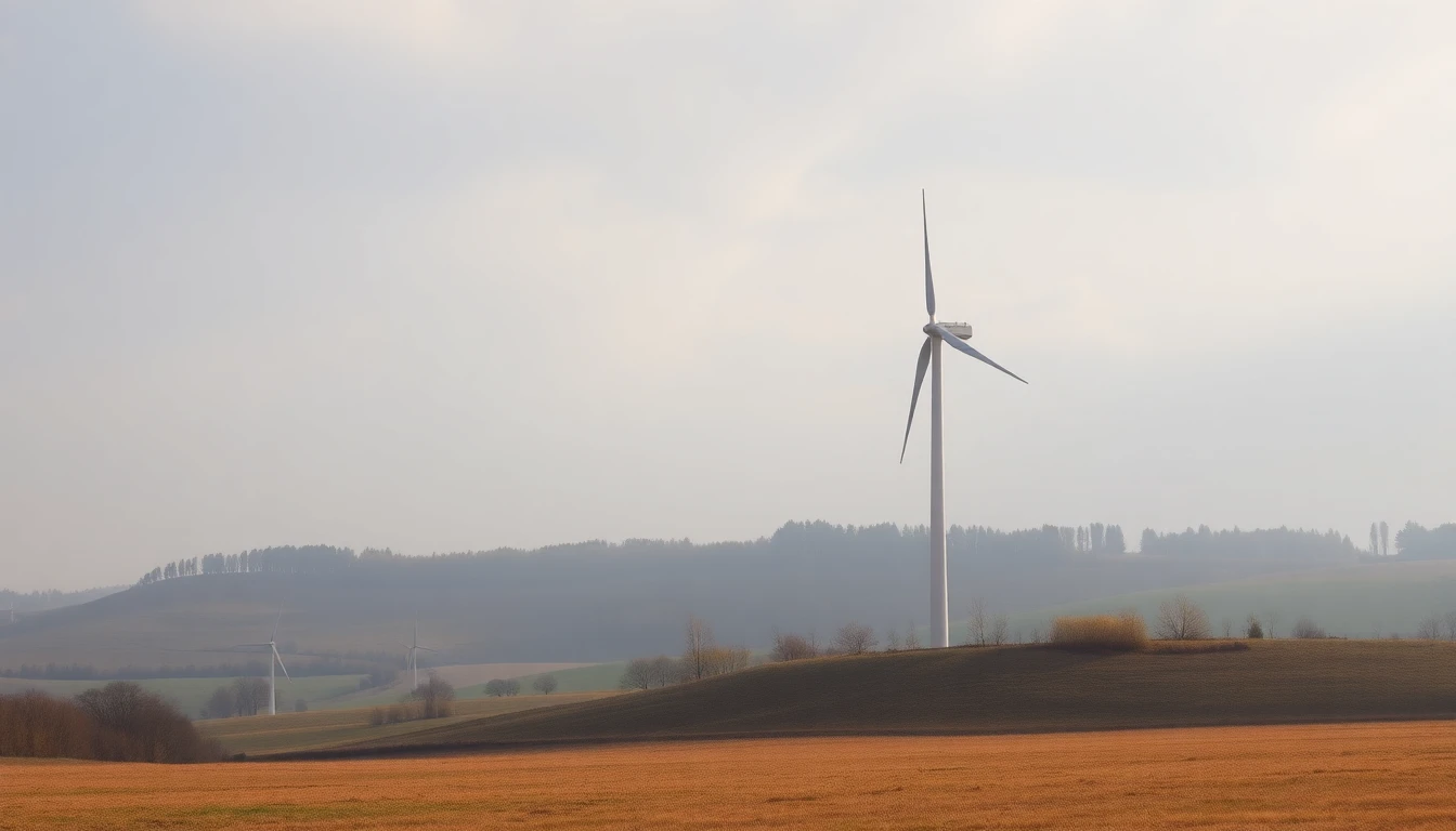 Éolienne dans un paysage de campagne